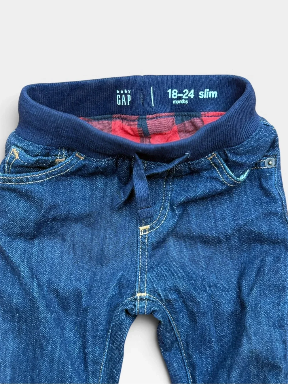 Baby Gap Flannel Lined Jeans 18-24 Months Slim Buffalo Plaid